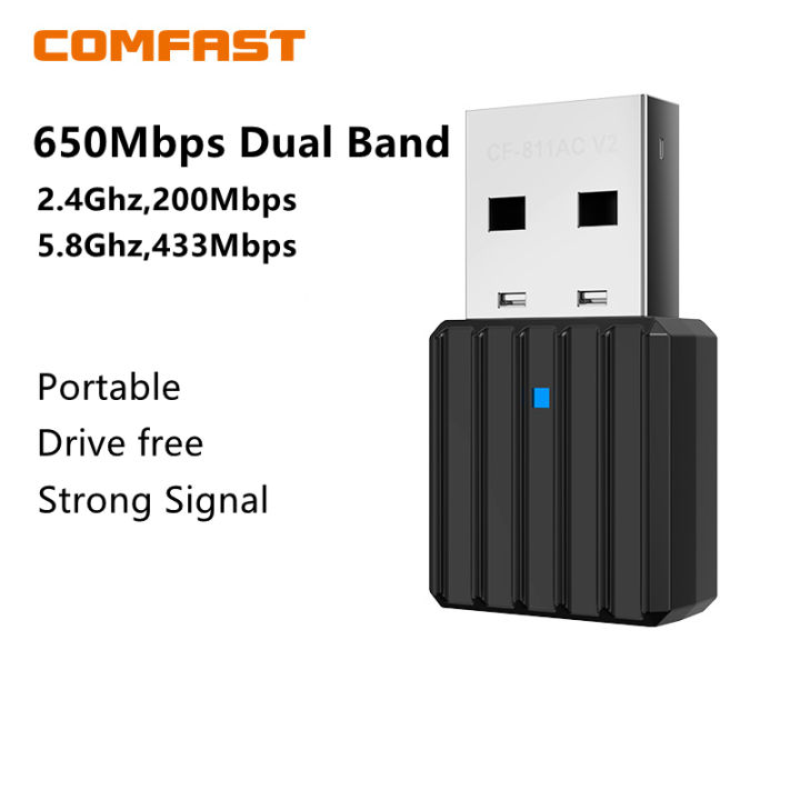 COMFAST CF-811AC V2 USB WIFI Dongle 650Mbps Driver-Free Wireless WIFI ...