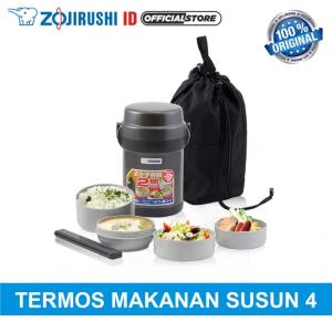 Zojirushi SL-JAF14 HG Lunch Jar Set Tempat Makanan Susun 4 - Dark Grey