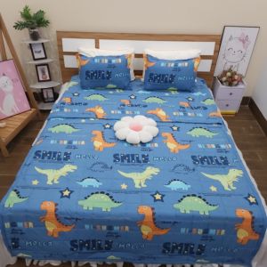 (Hàng có sẵn) Trọn Bộ 5 Món Chăn Ga Gối Cotton Poly Hè Thu Hoạ Tiết Sinh Động Đủ Kích Thước - GẤu Đỏ Losto Thỏ Tim Xanh Mickey...