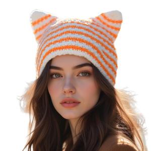 Little Devil Knitted Hat Women Autumn Winter Hat Lovely Ears Knitted Hat for Various Ages