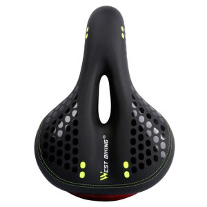 WEST BIKING Bicycle Saddle with Tail Light Thicken Widen MTB Bike Saddles Soft Comfortable Bike Hollow Cycling Bicycle Saddle