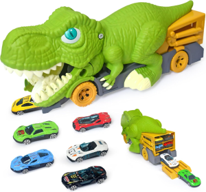 Funny Toys Truck and Car for Children-Dinosaur Eating Cars Transport Truck Carrier Monster Trucks Dinosaur Toys for Kids Boys