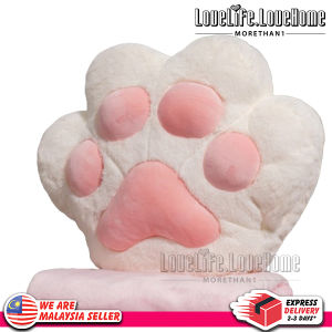 MORETHAN1 3in1 Cat Paw Travel Blanket Pillow Plush Blanket+Cat Paw Throw Pillow+Warm Hand Muff Foldable Zipper Blanket