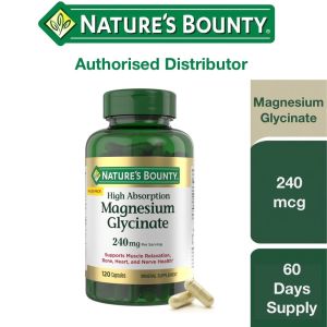 Natures Bounty Magnesium Glycinate 120 Capsules High Absorption Muscle Recovery Deep Sleep Stress Relief Supplement