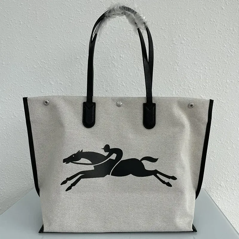 Longchamp horse logo essential canvas tote purchases bag