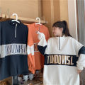 Oversize Sweater Polo Shirt Wanita Gaya Korea Warna Longgar yang Cocok dengan Warna Atasan Jaket Atasan Lengan Panjang. 