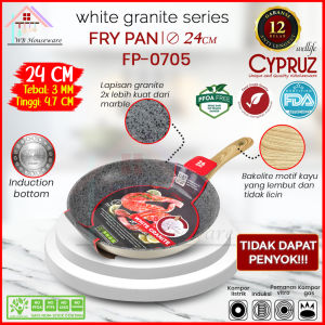 CYPRUZ panci fry pan 24cm white granite series anti lengket / wajan gagang / penggorengan serba guna tumis goreng FP-0705
