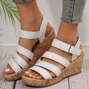 [Free Shipping] WomenS Wedge Sandals Summer New Plus Size Velcro Comfortable Fish Mouth Sandals