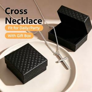 [SG] Simple Exquisite Cross Necklace Clavicle Chain / Ladies Silver Colour Metal Cross Clavicle Pendant Necklace