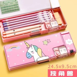 Kids Corner Multi Functional Pencil Case Large Capacity Double Layer Pencil Box Elementary School for Boys and Girls