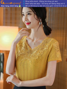 Áo thun nữ kiểu màu vàng áo thun thêu đính đá GLA263 Cuocsongvang