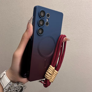 Luxury Gradient Color Magnetic Case for Samsung Galaxy S26 S25 S24 S23 S22 Ultra S25 Plus Liquid Silicone Hand Chain Cover