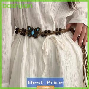 bashijian สายรัดเอวสไตล์โบฮีเมียนสำหรับผู้หญิงลูกปัดไม้ทอลายผีเสื้อน้ำประดับเพชรสไตล์ชาติพันธุ์แบบลำลองสำหรับวันหยุด