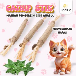 Hobilic Snack Kucing Catnip Stick Anti Stress Mainan Catnip Kucing Stick Pembersih Gigi Natural