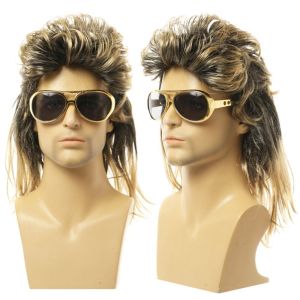 SUTONGXUE Punk Thời trang Thoáng khí Tự nhiên Phụ kiện tóc Tổng hợp Lông mịn Vô Hình Sợi chịu nhiệt Tóc xoăn Nam Tóc Giả Thẳng Dài Tóc giả hóa trang hoài cổ Tóc giả hóa trang nam