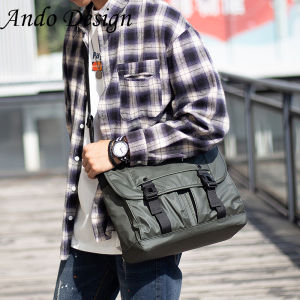 Ando Crossbody Messengerกระเป๋าสําหรับชายคุณภาพสูงเรียบกันน้ําไนลอนกระเป๋าสะพายชายนักศึกษาขนาดใหญ่ความจุการพักผ่อนกลางแจ้งแล็ปท็อปกระเป๋ากีฬานุ่ม