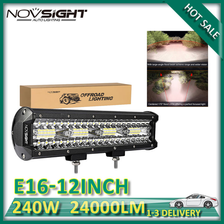 NOVSIGHT 1PCS E16 12inch White 24000LM 240W Super bright 6500K 12V 24V ...