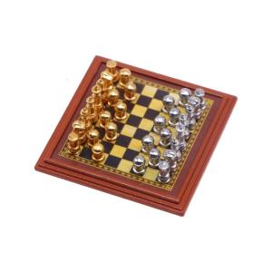 1/12 Scale Mini Chess Set For Model Enthusiasts Realistic Metal Construction Playing