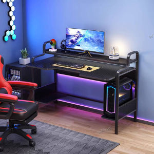 [Cozy ] Bookshelf Integrated Computer Desk Desktop Table With Hole Board Home Bedroom Study Writing Gaming Desk