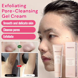 Exfoliating Pore-Cleansing Gel Cream Whitening Acne Blackhead Remover Brightening Facial Body Scrub with Deep Clean