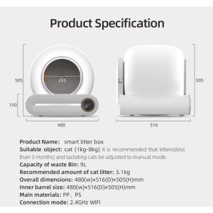 [In Stock] Automatic Cat Litter Box APP WiFi Remote Control Toilet Cat Dog Pet English App Smart Cleaning Toilet