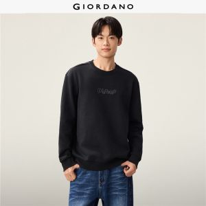 Giordano Beau Monde Men Fleece-lined letter embroidery sweatshirt Free Shipping 13026864