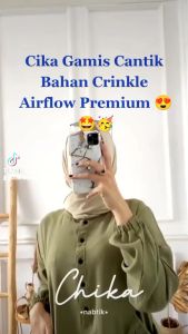 Gamis Lebaran Terbaru 2024 Dress Lebaran Kekinian Viral Bahan Crinkle Airflow adem dan nyaman di pakai