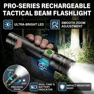 Portable Rechargeable LED Flashlight Bright Light Long Battery Life Aluminum Alloy Outdoor Emergency Torch