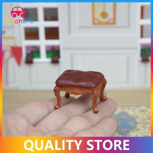 [Eleanor] 1:12 Dollhouse Miniature European Armchair Footstool Retro Study Chair Furniture Model Decor Toy Doll House Accessories