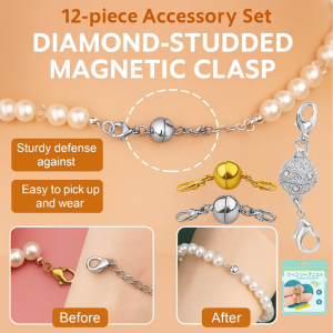 12-Piece Diamond-studded Magnetic Clasps Magnet Buckle Lobster Clasp Connector for Jewelry Bracelets Necklace Accessories