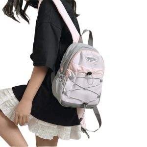 HI MIA Japanese Style Lightweight Backpack Large Capacity Solid Color Nylon Shoulder Bags Simple Versatile Student Schoolbag Outdoor