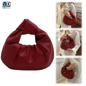 [Uetech] Mini Top-Handle Bags PU Leather Casual Shoulder Bags Pleated Handbag Cloud Bag for Women Girls