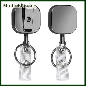 Moito 1PC 680MM Reinforced Steel Wire Cord Heavy Duty Metal Retractable Carabiner Keychain Belt Badge Reels Clip