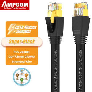 Ampcom cat8 cáp ethernet 40gbps siêu tốc RJ45 cat8 cáp mạng mạ vàng nối S/FTP RJ45 cat8 cáp internet