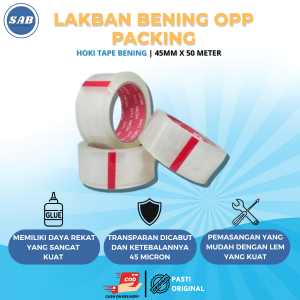 Lakban Packing Bening Besar Tebal Kuat Lem Perekat Packing Barang Berkualitas 45mm x 50M 40 micron Hoki