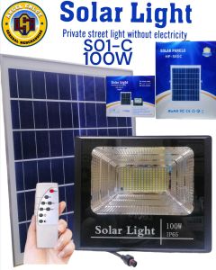 SOLAR LIGHT HP SO1C 100W IP 65 RATED WITH REMOTE FOR INDOOR OUTDOOR SOLAR ALUMINUM FLOODLIGHTS.