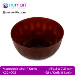 Numan - Mangkok Plastik Motif Kayu 15 cm