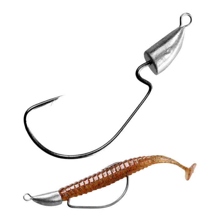 Thkfish 10pcs/lot Bullet Jig Head Fishing Hook 5g 1/6oz Lead Head Hook  Weedless Offset Worm Hook For Texas Rigs Fishing