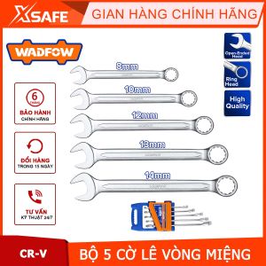 Bộ 5 cờ lê vòng miệng Wadfow 8-14mm/10-19mm Mạ bóng gồm 5 cờ lê được đóng gói bằng móc nhựa WSP1205 WSP1215