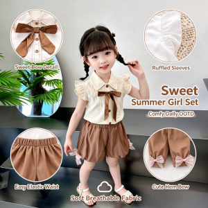 AILEBE Kids Sets Soft Summer Set As Soft As Mothers Embrace Breathable No Sweat Gentle On Sensitive Skin 3-Second Easy Dressing Self Care Design Free Shrink No Curl Pambahay OOTD For Baby Girls 0-7 Years