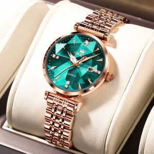 OLEVS 5536 Women Fashion Quartz Watch Gift Round-dial Stainless Steel Watchband Wristwatch Calendar