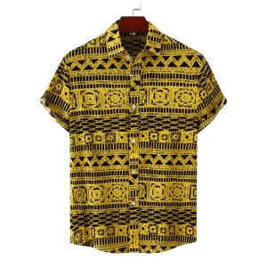 Vintage Style Summer Fashion Tribal Totem Print Hawaiian Mens Short Sleeve Shirts Street Casual Shirts For Men