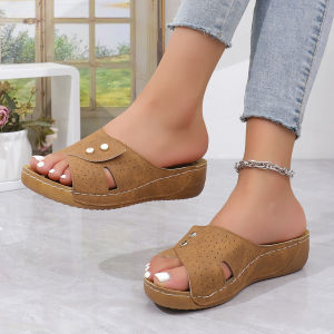 [Free Shipping] Womens Shoes Slers2025 Summer Womens Outdoor Wedge Flower Slippers Womens Sandals Beach Shoes