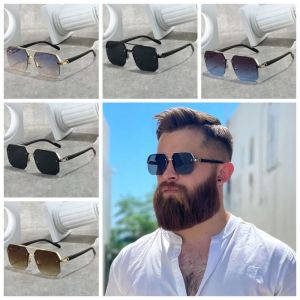 495HS Classic Men Alloy Sunnies Gradient Color UV400 Women HD Sunglasses New Lightweight Anti-UV Glasses Business