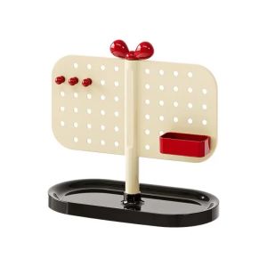 DRESSPLUS Multifunctional Perforated Board Storage Rack DIY Adjustable Pegboard Organizer Bow Countertop Decoration Jewelry Display Stand Dressing Table Storage