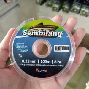 Senar Pancing Nylon Sembilang Curve Anti Keriting 0.22mm/0.18mm Warna Transparan