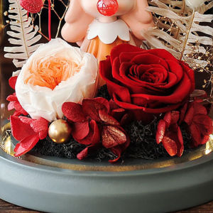 Seangel Immortal Real Flower Big Rose Glass Cover Finished for Ramadan gifts Cute Doll Dried Flower Decoration for Girlfriend Birthday Christmas Womens Day