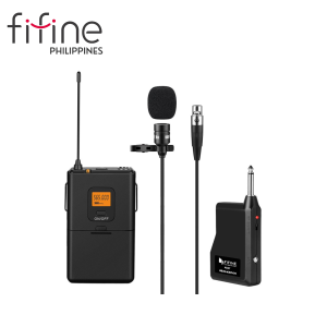 Fifine K037 20-Channel UHF Wireless Lavalier Lapel Microphone System with Bodypack Transmitter Mini XLR Female Lapel Mic and Portable Receiver Quarter Inch Output. Perfect for Live Performance