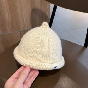 CNIEN8 Thu Đông Mũ viền cong Hàn Quốc Màu trơn Mũ Dệt Kim trẻ em Đáng yêu Ngoài trời Mũ Bonnet trẻ em Bé trai bé gái