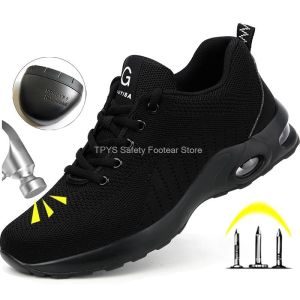 Air Cushion Work Safety Shoes For Men Women Breathable Work Sneakers Steel Toe Work Shoes Anti-puncture Safety Protective Shoes